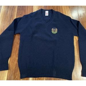 VTG St. Michael Shetland Wool Sweater V-Neck W/Tennis Club Patch Made In U.K.